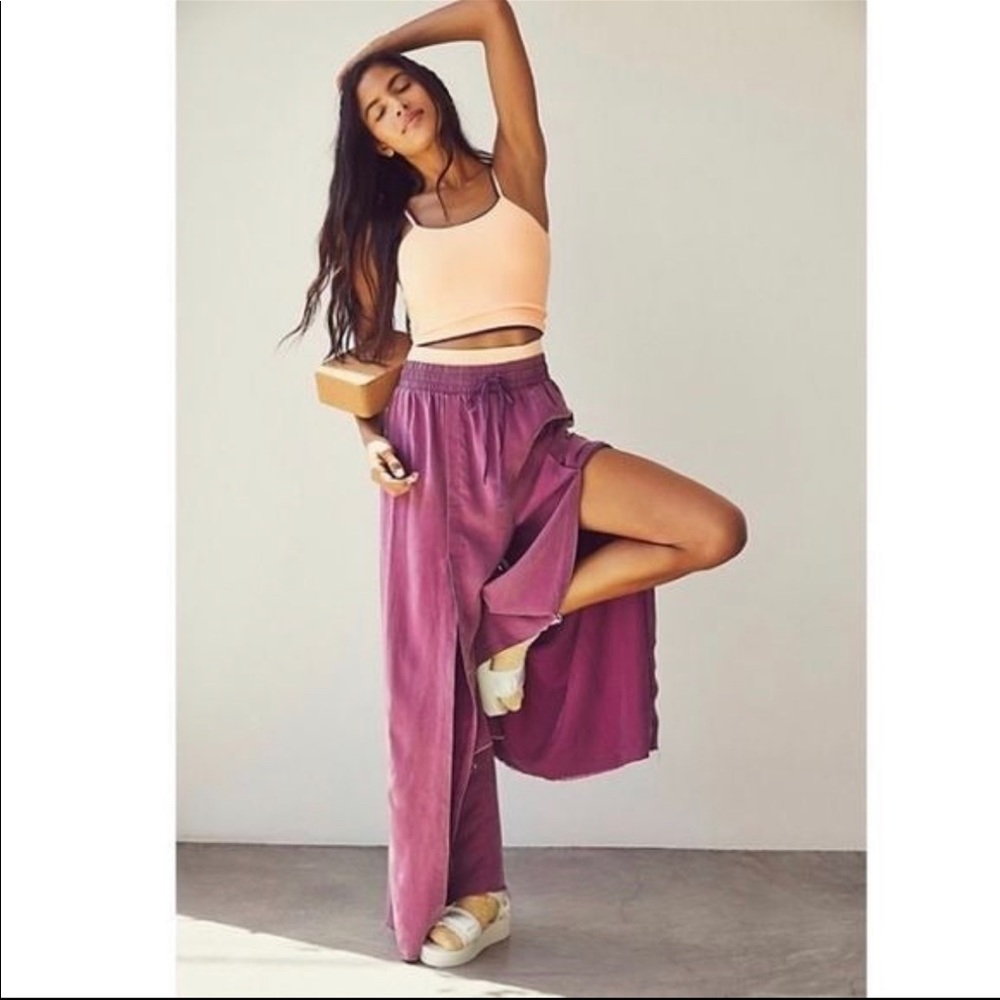 Free People Abs Tracker Wide Leg Pants in Açaí Size Medium